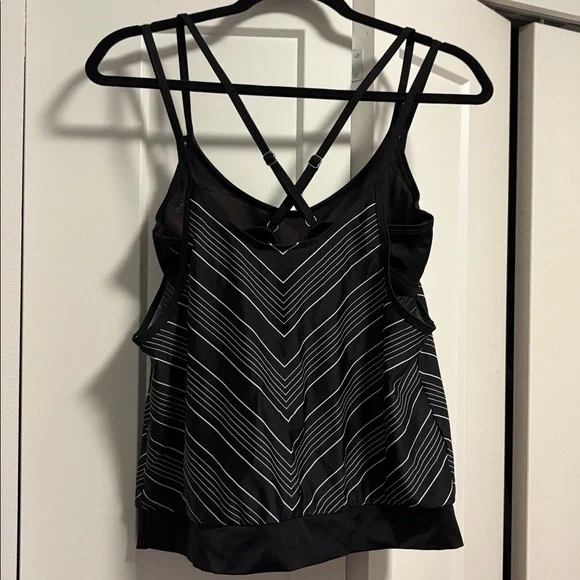 NEW [Athleta] Chevron Blousy Black/Grey Swim Swimsuit Tankini Women’s 34 B/C - Picture 6 of 9